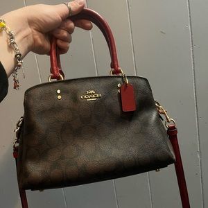 SOLD!!! Coach 1941 Red and dark canvas handbag